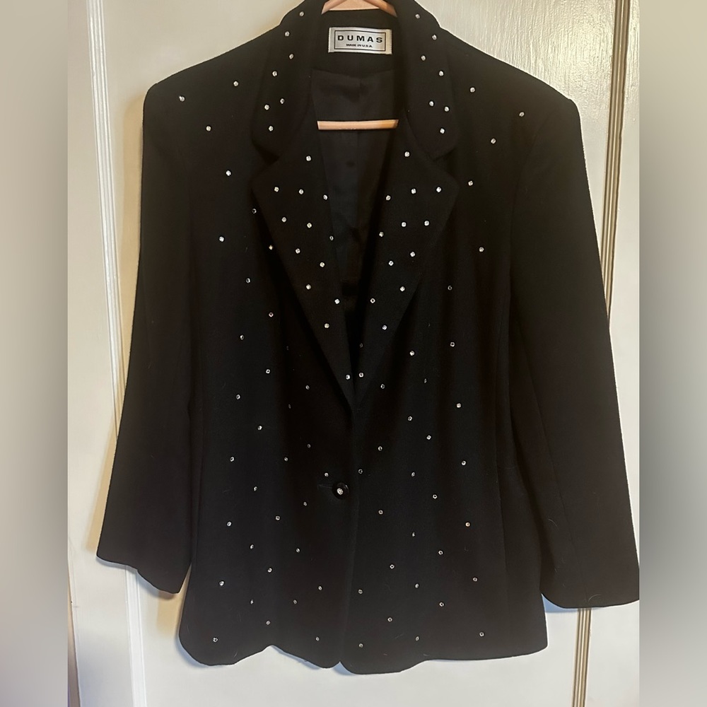 Vintage Dumas Sparkle Black Wool Blazer - (Unmarked size Small/Medium)